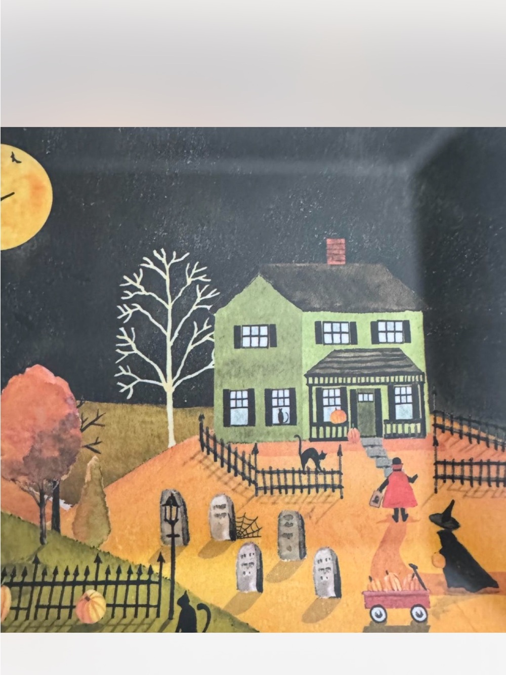 Plastic Halloween Village Decorative Tray - Black & Orange - Picture 2 of 4